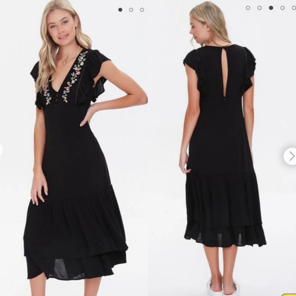 Forever 21 black imbroidered maxi dress